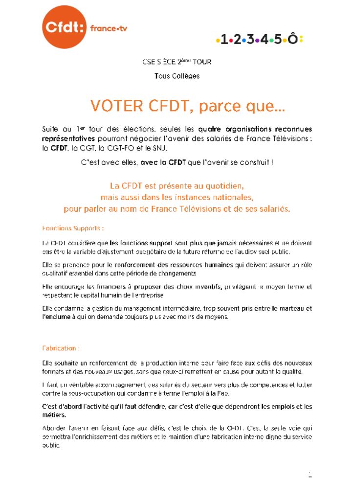 Cse Si Ge Me Tour Voter Cfdt Parce Que Cfdt Ftv Cfdt